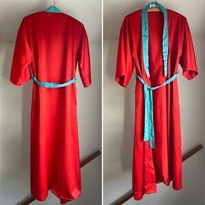 Vintage‎ Bill Blass Robe Red Teal Colorblock Maxi Chic Small